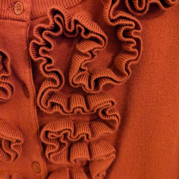 Relativity orange, raised fabric, button down cardigan, size 1X - Picture 3 of 10